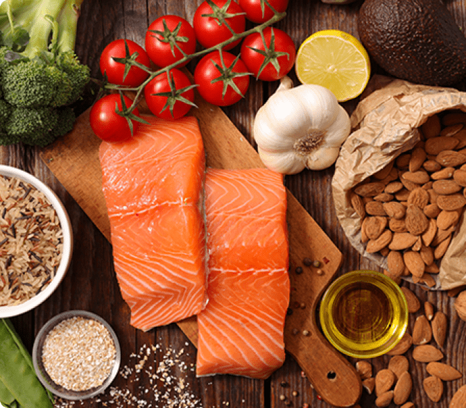 Options variées d’aliments sains