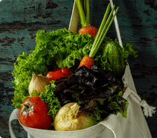 Légumes frais dans un sac en toile