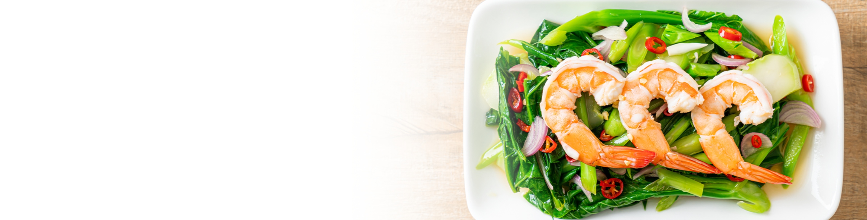 Ginger shrimp with gai lan dish