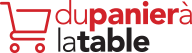 Du panier à la table logo. Lien à Accueil. 
