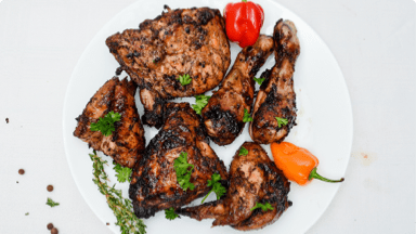 Cooked chicken on a platter. Cooked chicken on a platter.
