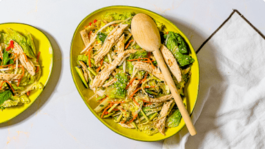Vietnamese chicken salad in a bowl ready to be served and eaten. Vietnamese chicken salad in a bowl ready to be served and eaten.