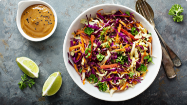 Colourful cabbage salad in a bowl. Colourful cabbage salad in a bowl.