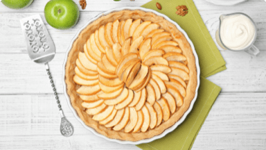 Beautifully arranged apples in a tart for dessert. Beautifully arranged apples in a tart for dessert.