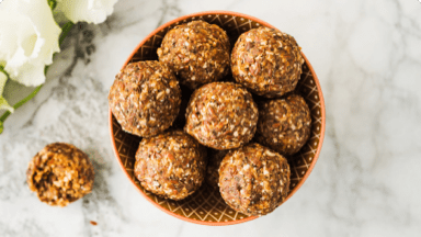 Chocolate almond bites in a ball ready to be eaten. Chocolate almond bites in a ball ready to be eaten.
