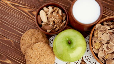 Maple apple bran biscuits with a glass of milk. Maple apple bran biscuits with a glass of milk.