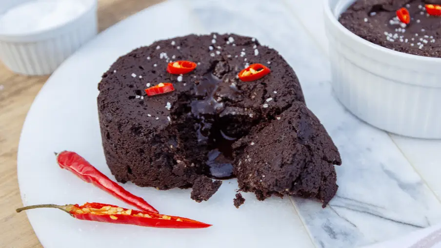 Molten chocolate cake with spices.