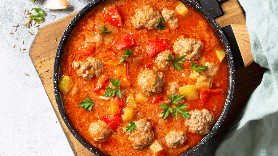 Meatball and vegetable stew.